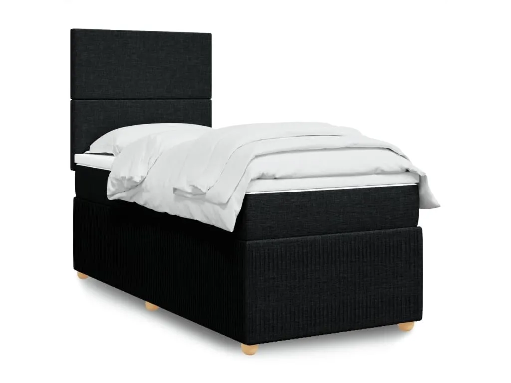 Cama box spring con colchón tela negro 100x200 cm zjx3522079
