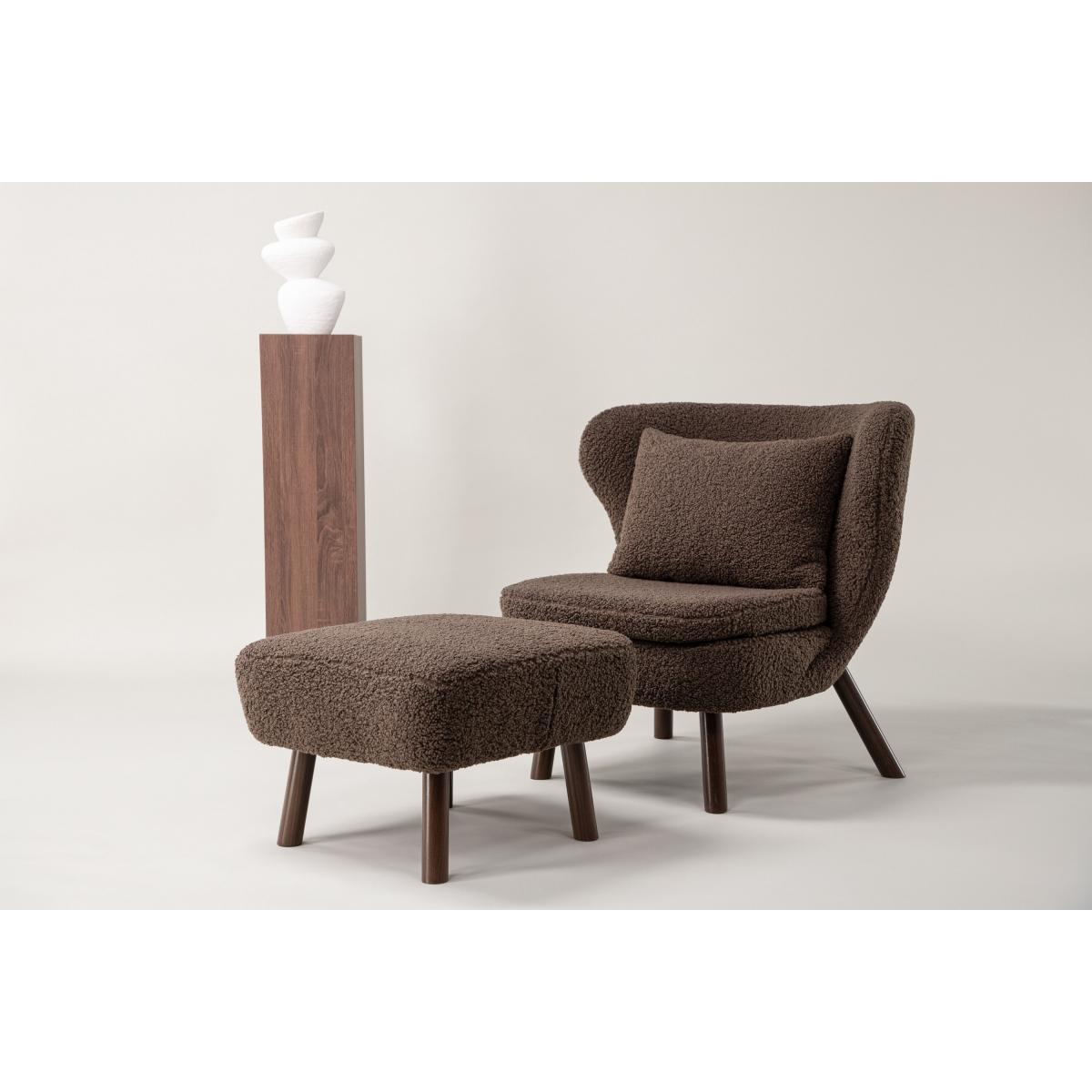Svea - Teko fauteuil met voetenbank - teddy - bruin