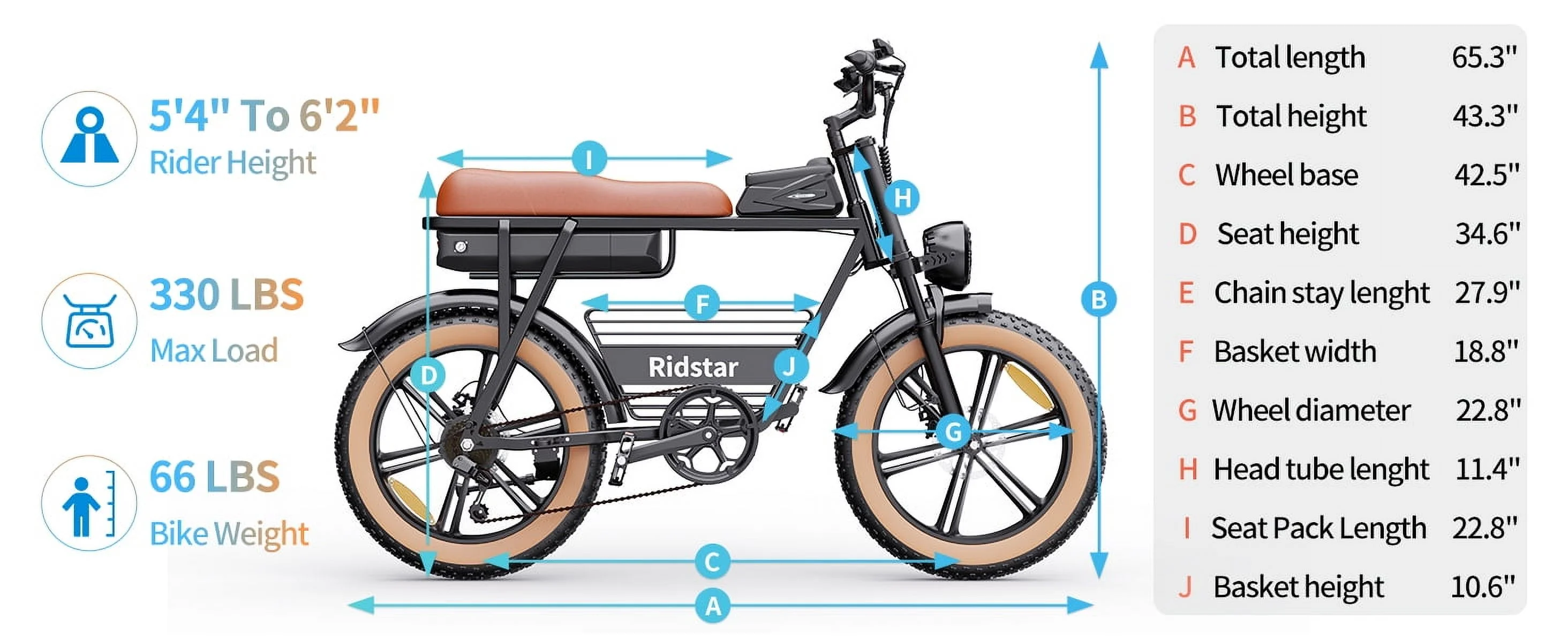Ridstar 1500W Electric Bike for Adults,33MPH 48V 20Ah Electric Bicycle ,20" Fat Tire Full Suspension Mountain Bike UL2849 - Image 17