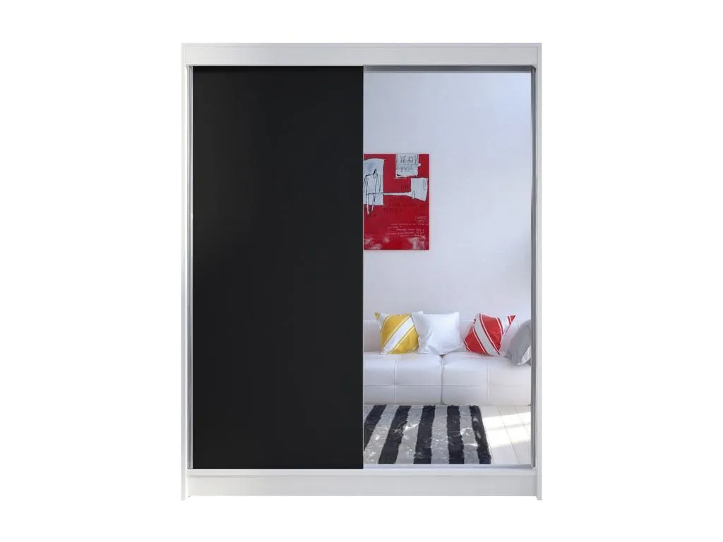 Armario Micasacool 140 Negro | Blanco 200x150x58cm Puertas de armario - Correderas