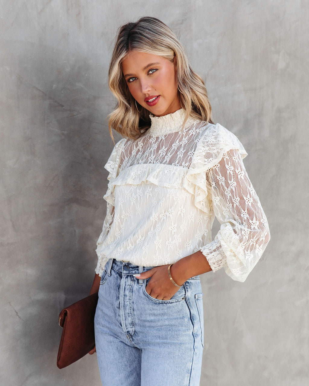 Marie Antoinette Ruffle Lace Top - Cream - Se7enfashion