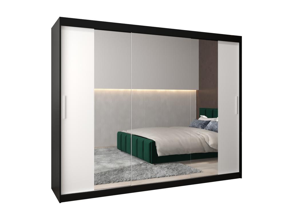 Armario Nestleano 2 de puertas correderas 200/250/62 3 puertas negro/blanco