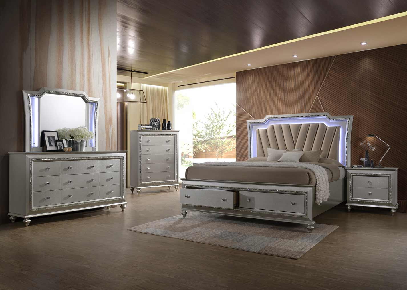 Acme Kaitlyn Dresser with 9 Storage Drawers in Champagne 66"L x 18"W x 39"H - image 4