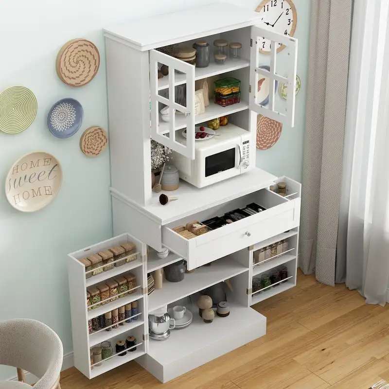 Spacious Kitchen Cabinet with Microwave Space - 30W x 69.3H