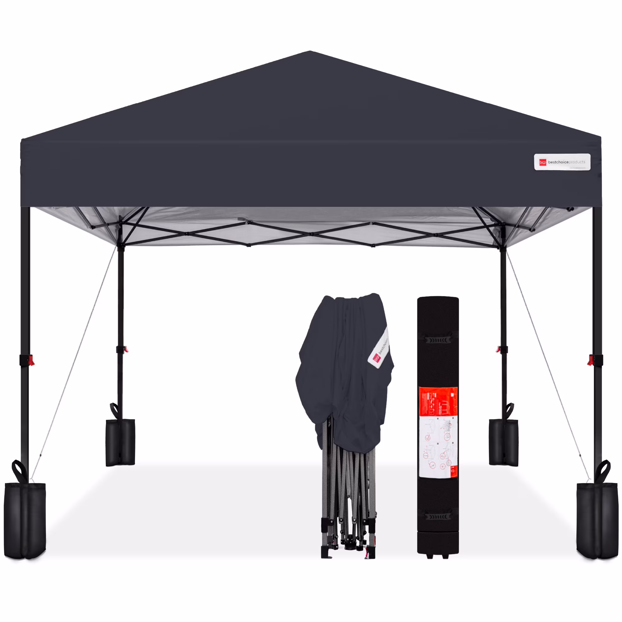 Best Choice Products 12x12ft Easy Setup Pop Up Canopy w/ 1-Button Setup, Wheeled Case, 4 Weight Bags - Navy Blue - Image 39