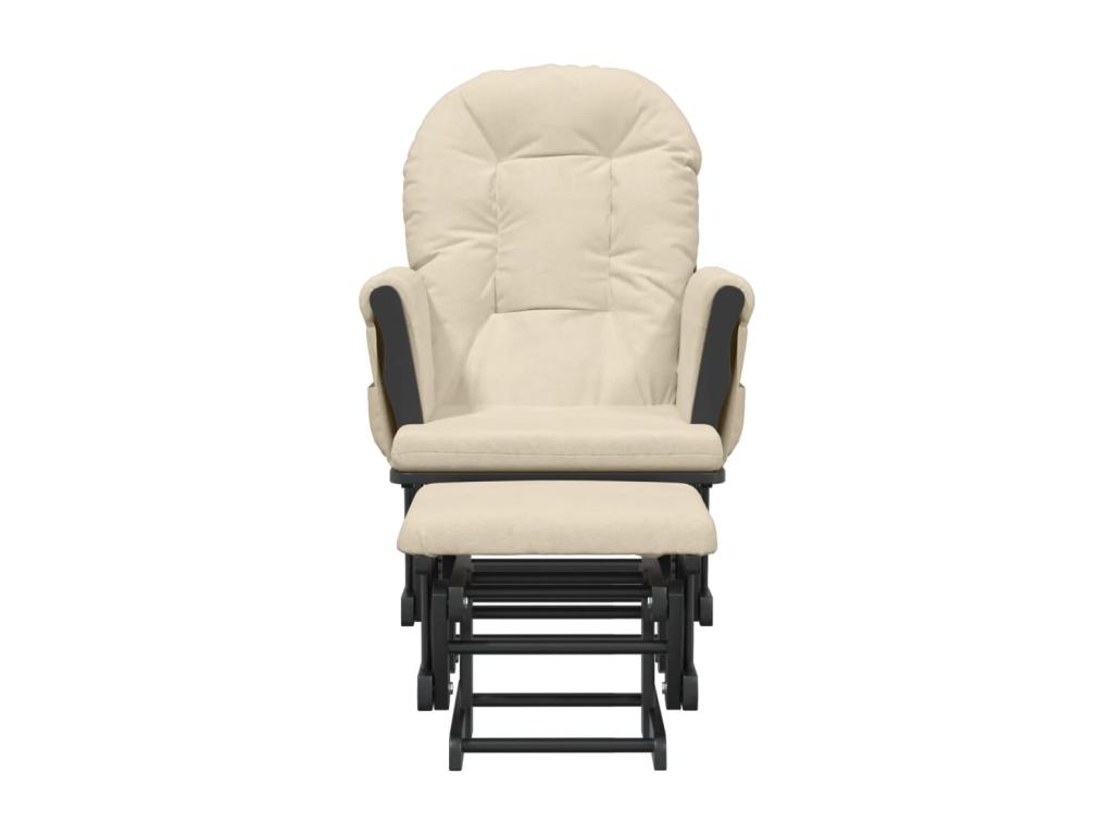 Sillón de lactancia con taburete tela blanco crema