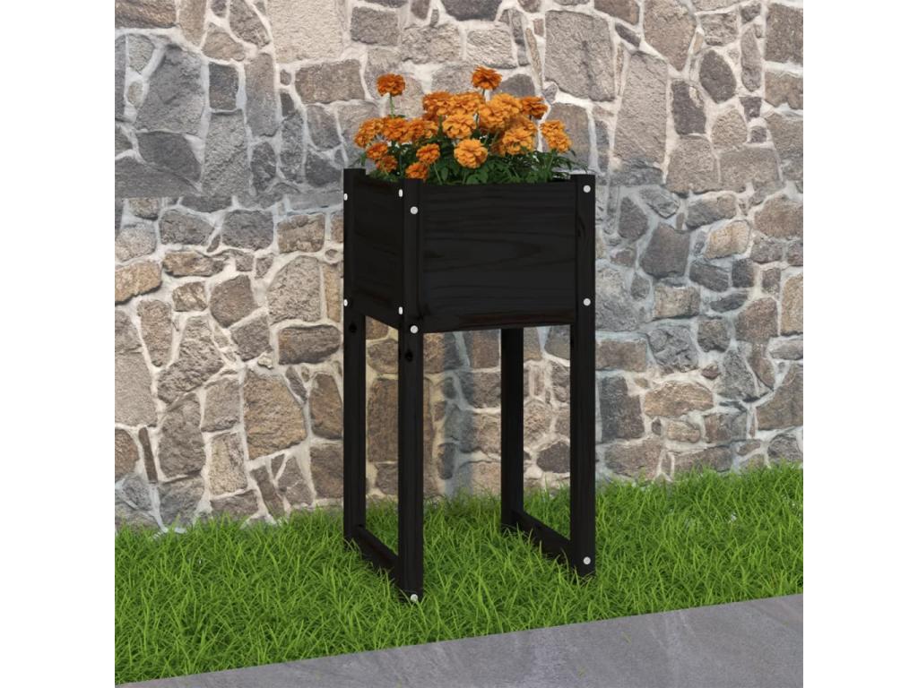 Decoratodo negro 40x40x81 cm Madera maciza de pino
