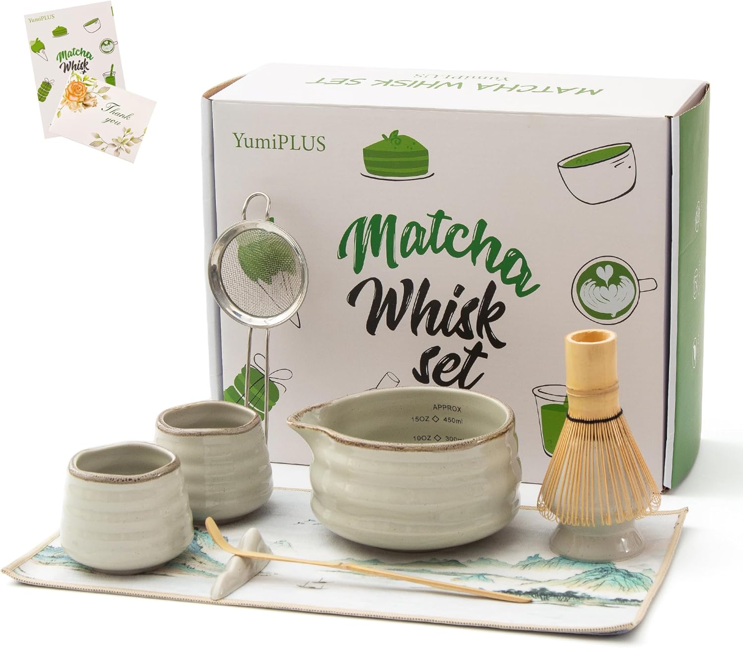5pcs Premium Matcha Set,Ceramic Bowl with Spout and Bamboo Whisk set, Ceremonical Matcha Kit for breakfast/latte,Tea Starter Making Kit,Unique Matcha Gift set (pink)