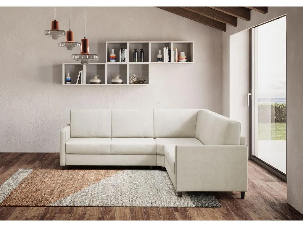 Sofá esquinero italiano moderno tejido blanco roto Decoencanto - 5 tallas-Talla 241x241 cm