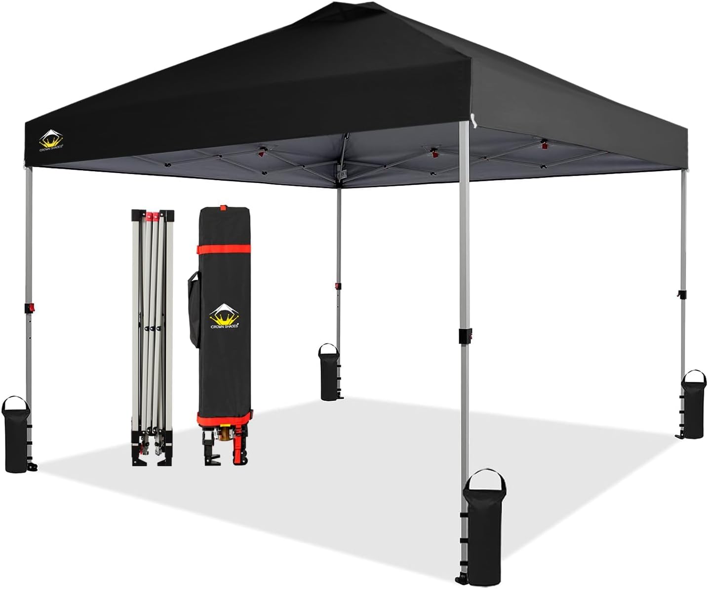 WAYFAIR CROWN SHADES 10X10 Pop Up Canopy - Beach Tent With One Push Setup - Easy Outdoor Sun Shade For Events, Parties, Camping - Gazebo With STO-N-Go Cover Bag, Silver Coated Top, Grid White