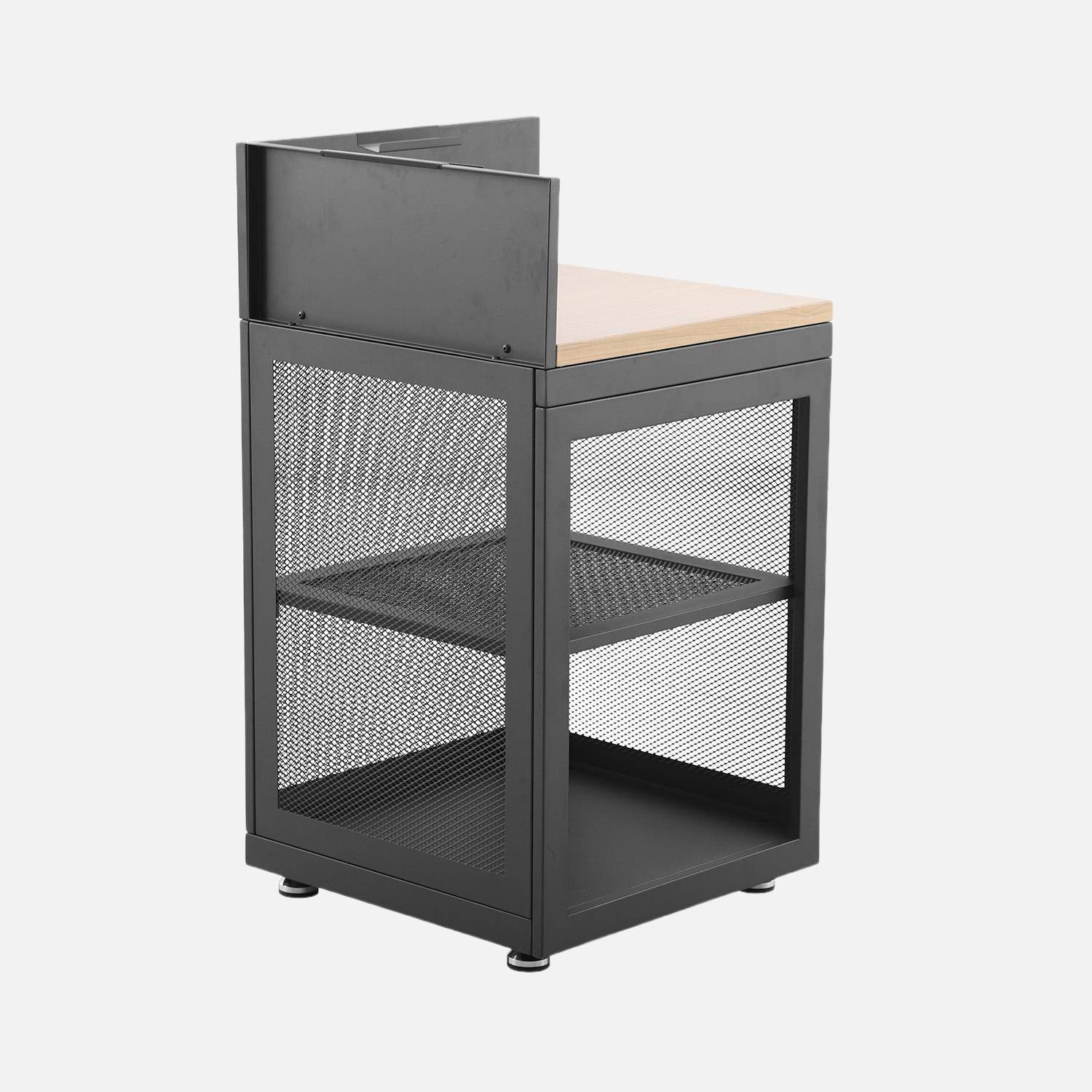 Milos - Cocina exterior de acero y decoración de madera 1 estante, 60cm