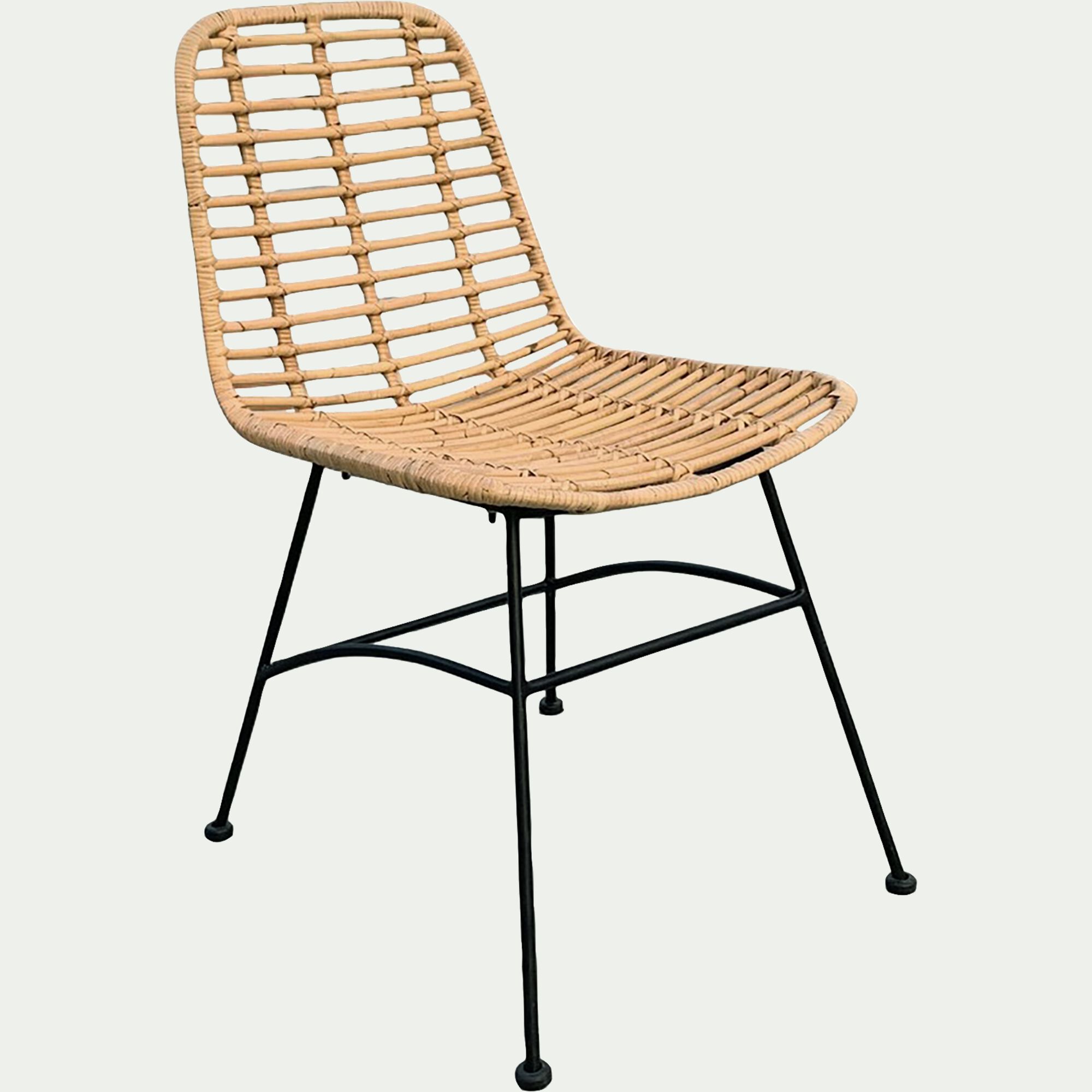 CUERS - Chaise en rotin tressé et acier - naturel