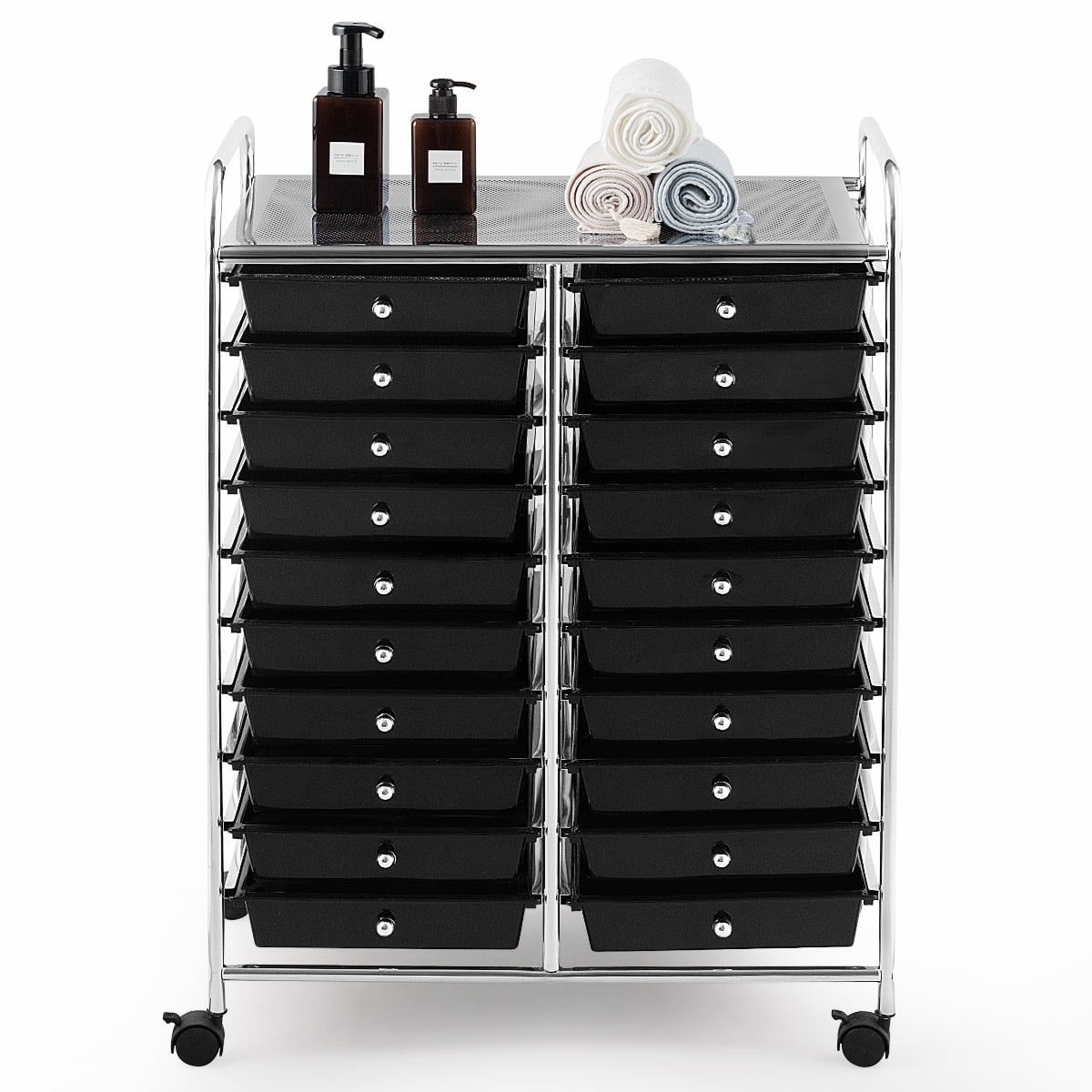 Costway 20 Drawer Rolling Storage Cart Tools Scrapbook Paper Office School Organizer Yellow - Image 90