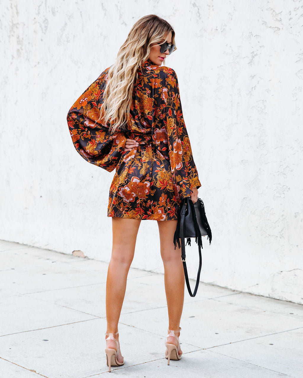 Minna Printed Satin Kimono Dress - Se7enfashion
