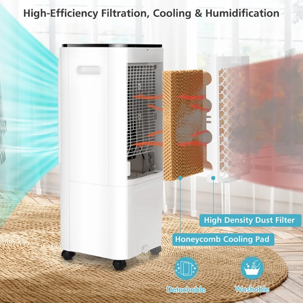 GVN Air Conditioners, Air Cooler, 4-in-1 Evaporative Air Cooler with 12L Water Tank and 4 Ice Boxes-White - Image 3
