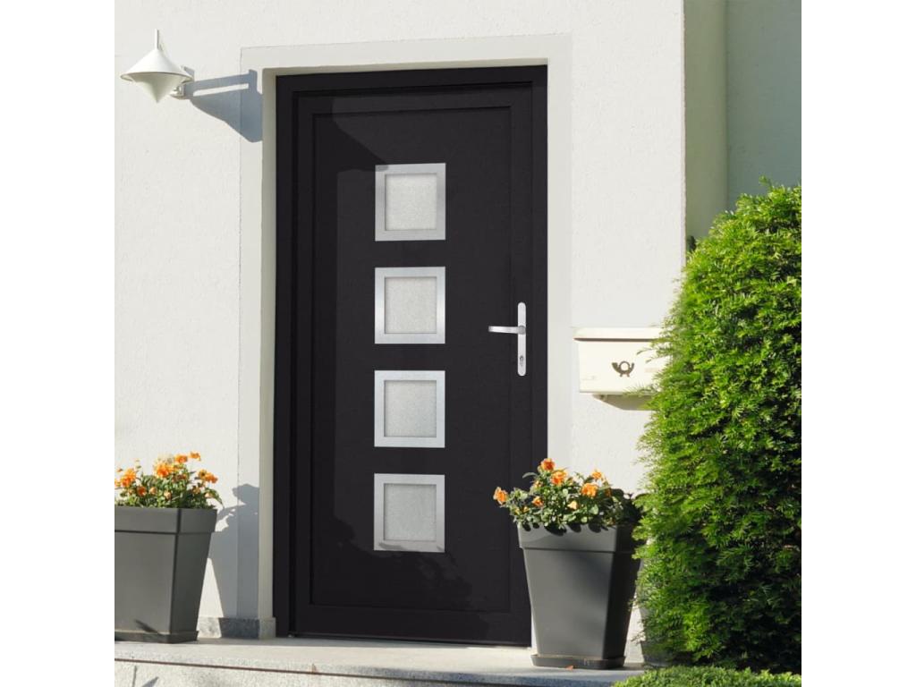 Puerta de entrada antracita 98x200 cm PVC