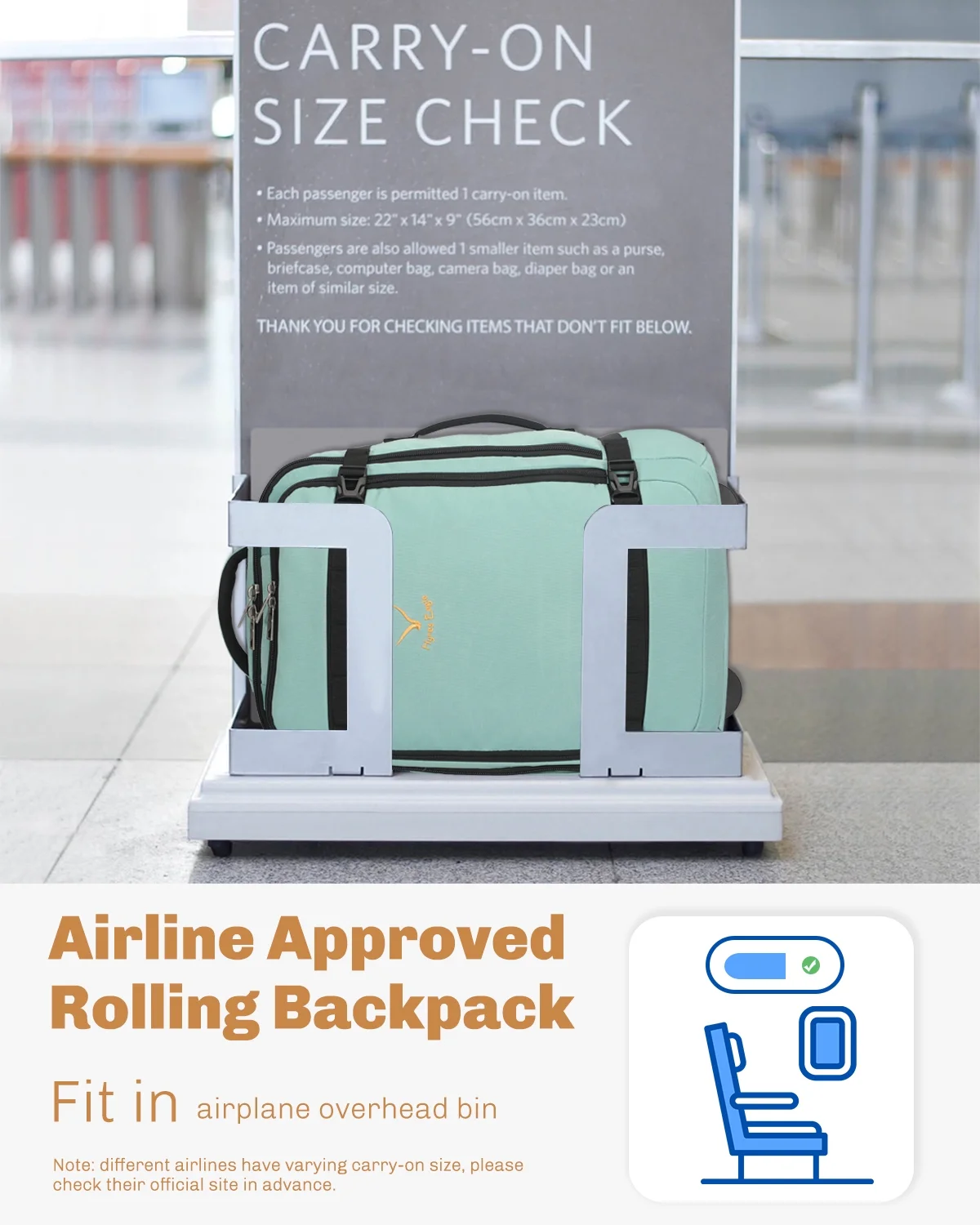 Hynes Eagle 22" Hybrid Carry-On Luggage, Softside Rolling Backpack, Grey - Image 39