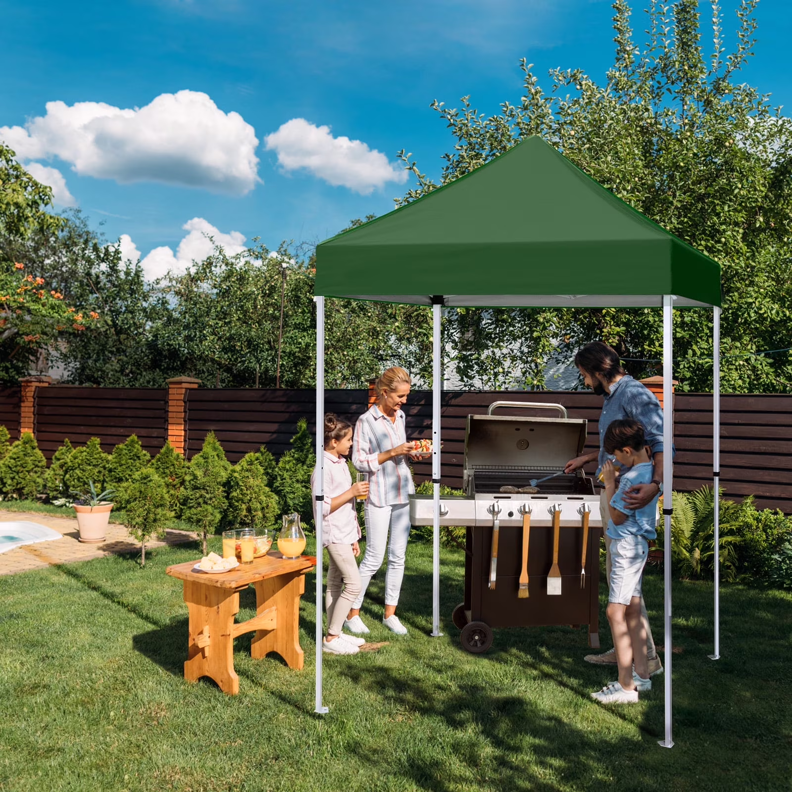 EAGLE PEAK 5x5 Pop up Canopy Tent Instant Outdoor Canopy Easy Set - up Straight Leg Folding Shelter（blue）