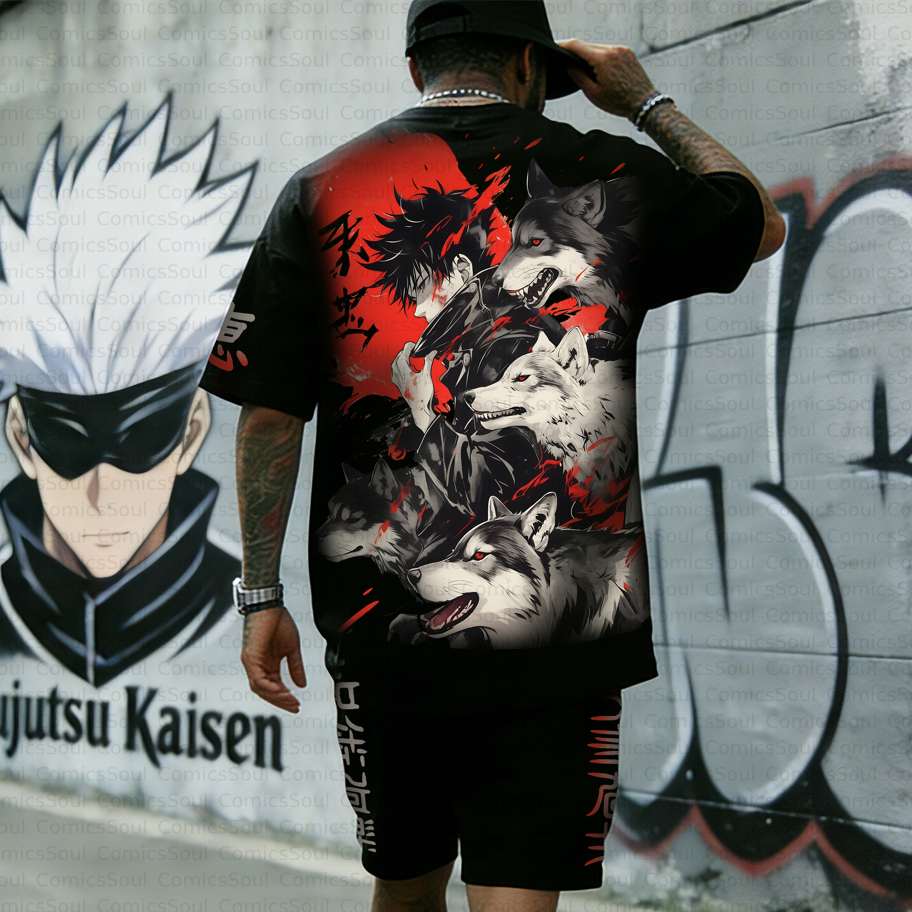 Unisex Anime Inspired Vintage T-shirt& Shorts 2 Pieces Set