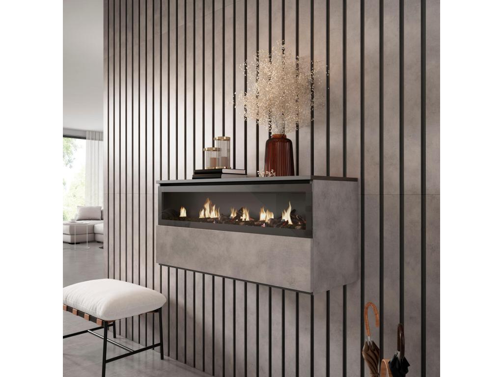 Chimenea eléctrica LED, 102x45x35cm, 1 Hueco, 1 Puerta, Chimenea eléctrica, Colgado, Suspendido, Cemento