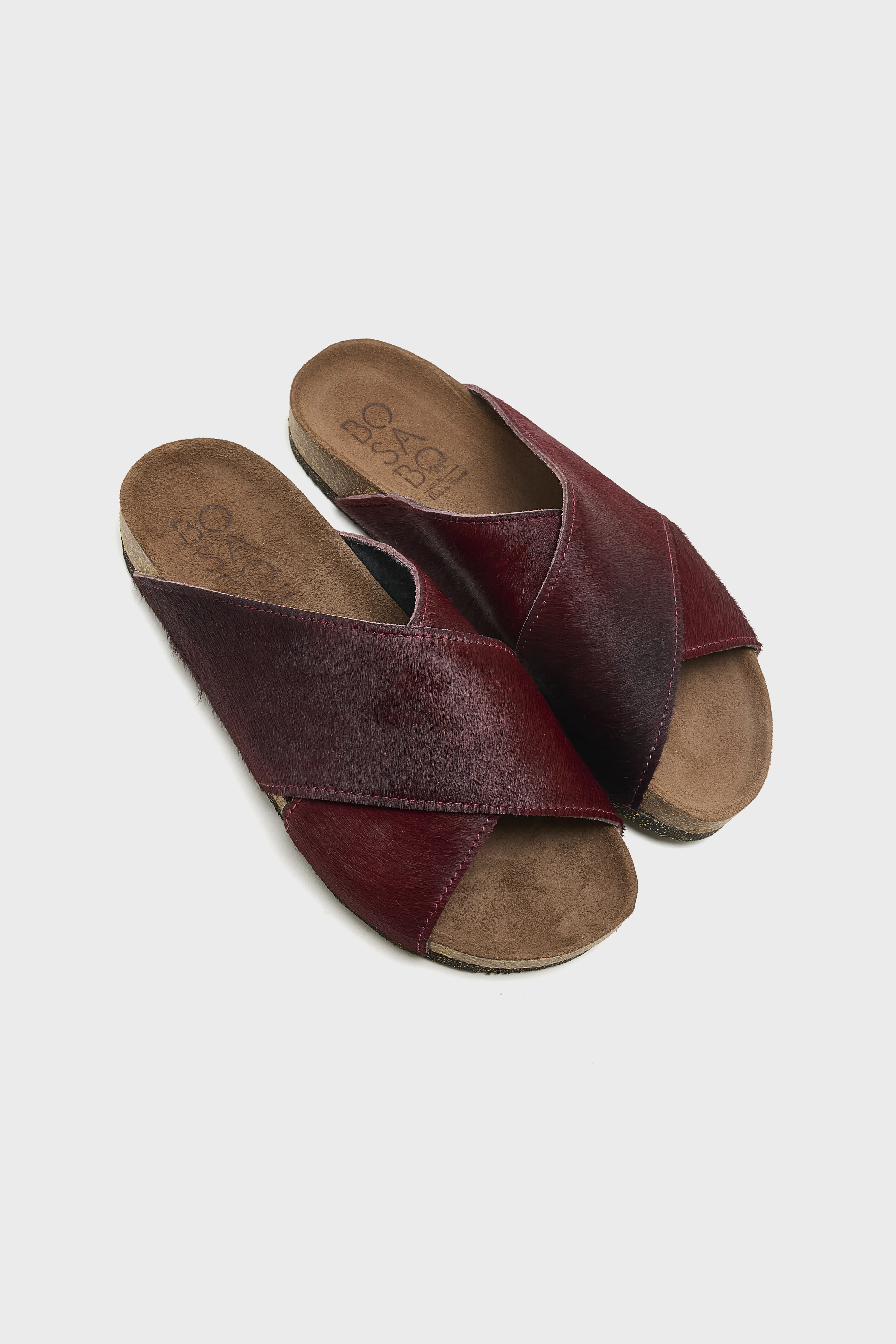 Bellerose Bordeaux Ponyhair Cross Sandals  (261 / W / BORDEAUX)