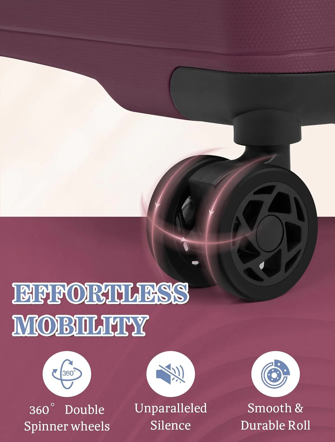 5-piece luggage set with wheels, ABS hardshell suitcase with spinner wheels