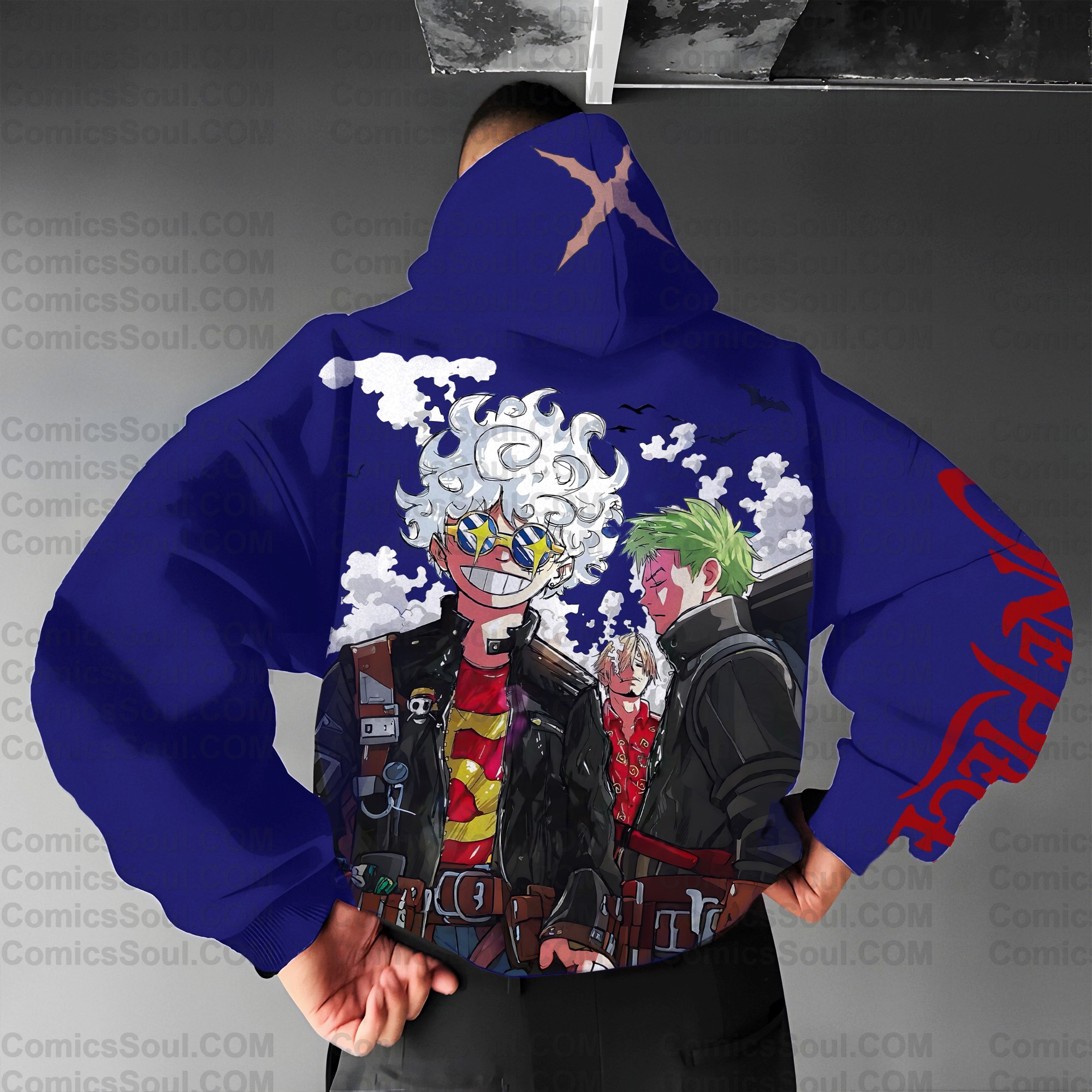 Plus Velvet Unisex Anime Graphic Streetwear Vintage Hoodieluffy