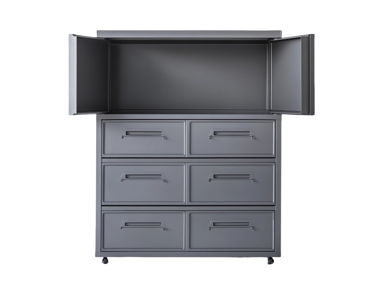 Armario vertical gris de 6 cajones y 1 estante superior ideal para oficinas y dormitorios cv9302192