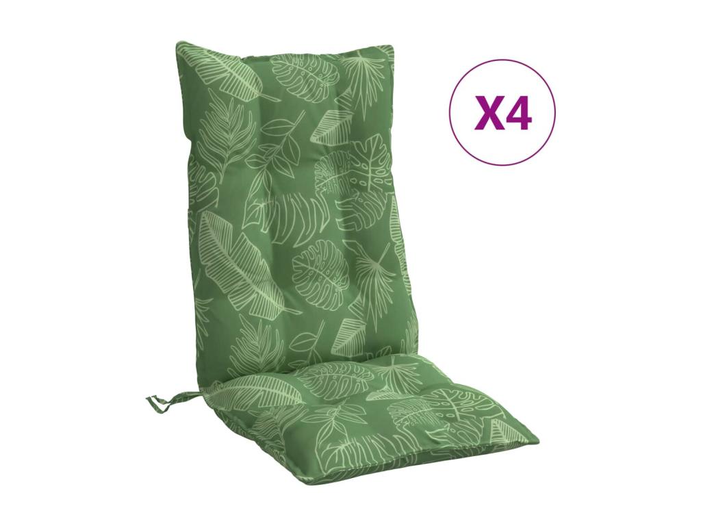 Cojines silla respaldo alto 4 uds tela Oxford estampado hojas