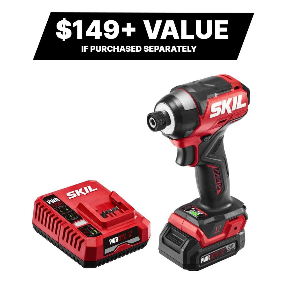 Skil Pwr Core 12 Brushless 12V 1/4 in Hex Impact Driver Kit - ID6744A-10 | Acme Tools