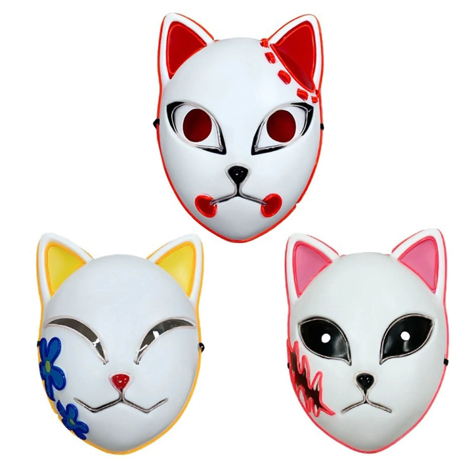 Halloween Mask Cat Design LED Light-Up Costume Light Up Mask - Image 4 Halloween Mask Cat Design LED Light-Up Costume Light Up Mask - Image 4