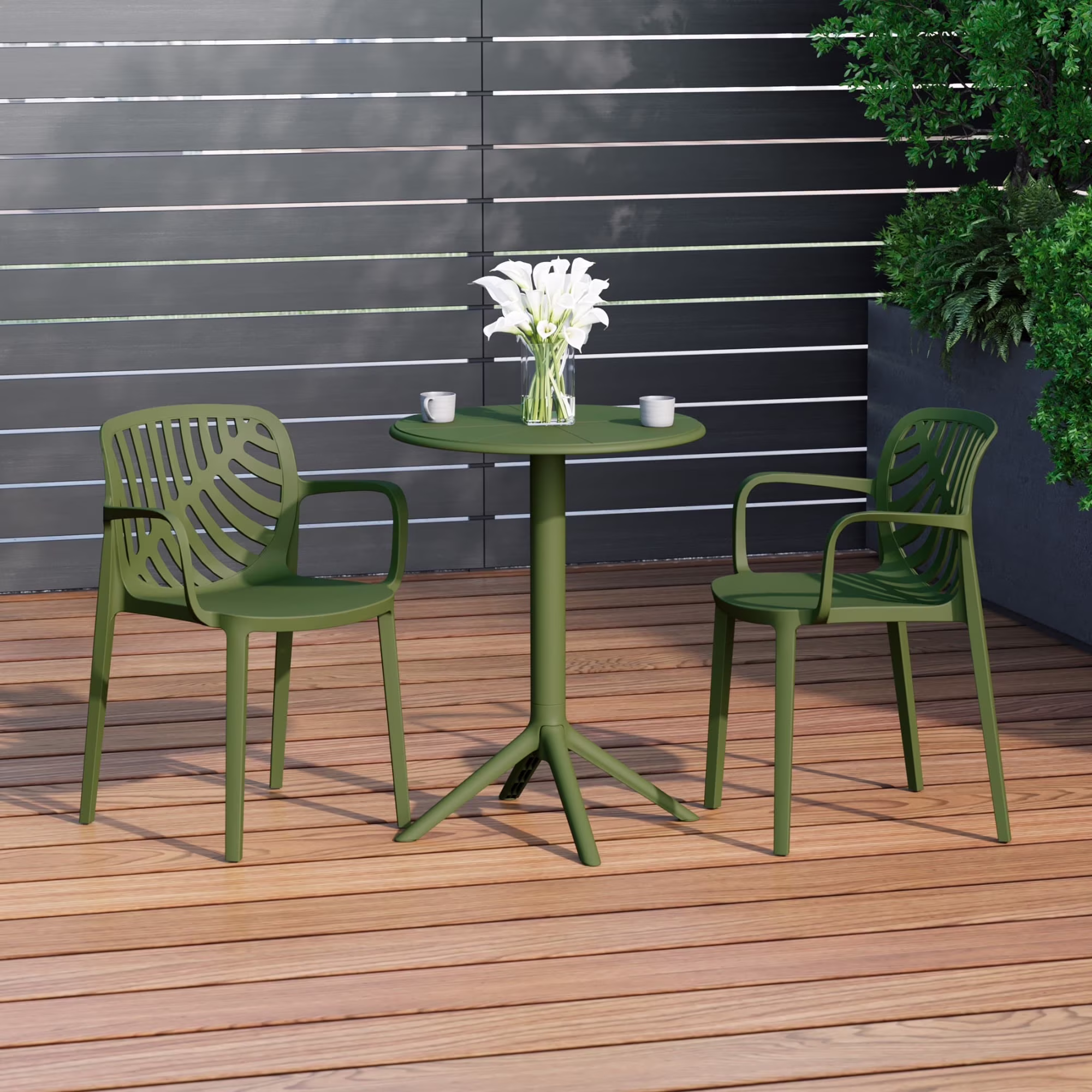 WestinTrends Playa 3-Piece Outdoor Resin Patio Bistro Table Set with Stackable Patio Dining Side Chairs For 2, Black - Image 3