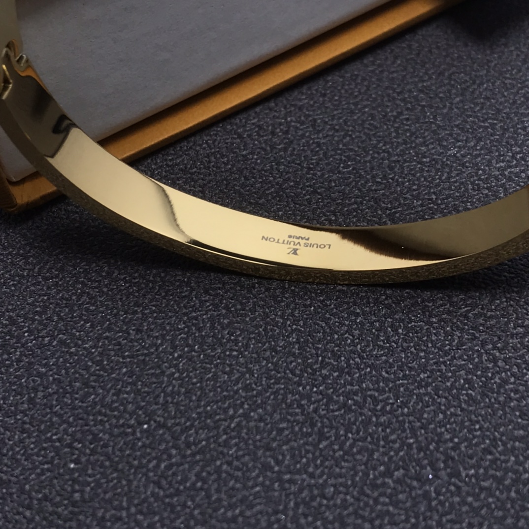 Louis Vuitton Leather Golden Bangle Bracelet - Original Replica Club