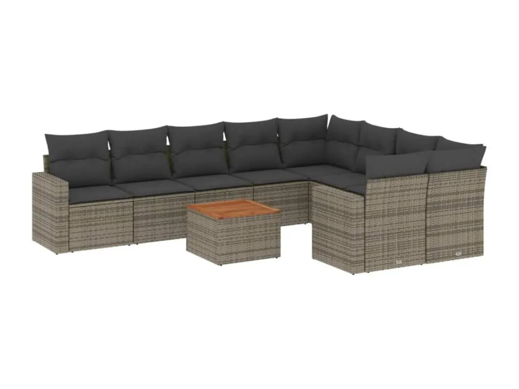 Casabellaes Set de sofás de jardín 10 pzas con cojines ratán sintético gris 14632XPKA