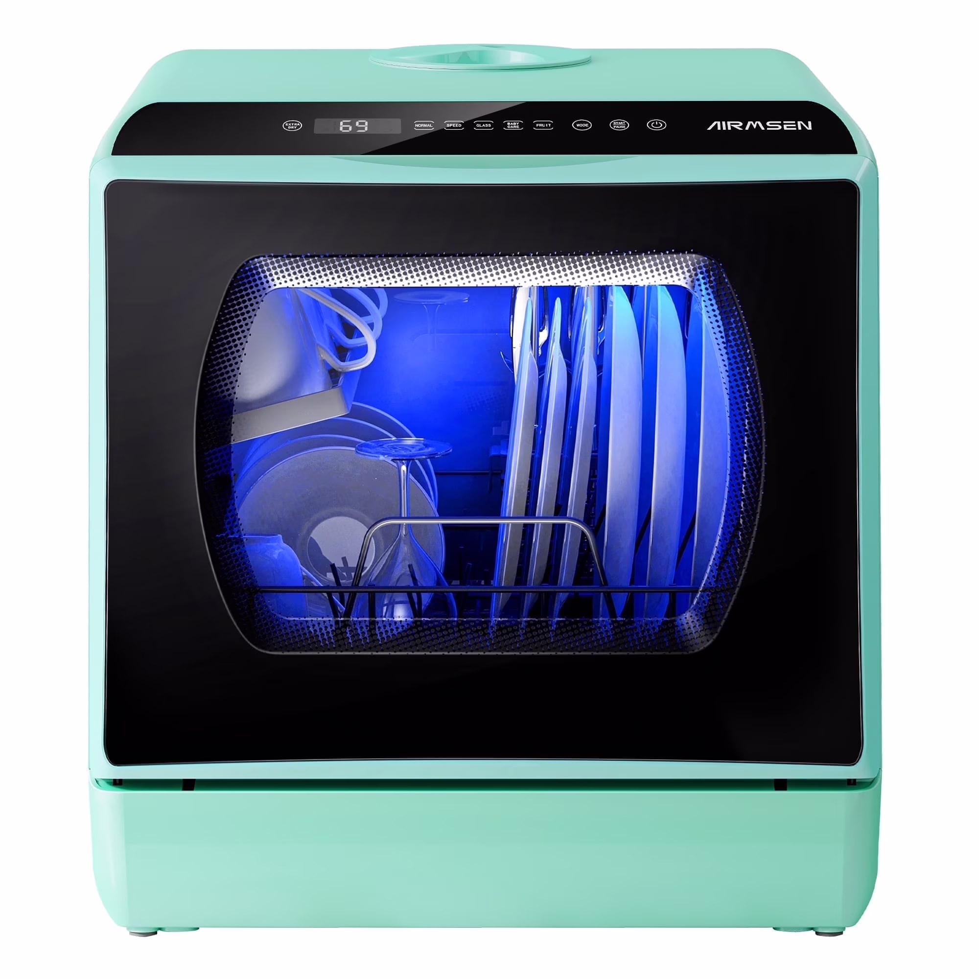 AIRMSEN Portable Countertop Dishwasher with 5-Liter Built-in Water Tank and Air-Dry Function, 5 Washing Programs Mini Dishwasher, AE-TDQR03