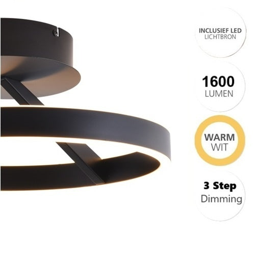 Freelight Freelight Plafondlamp Pilota Zwart 40W incl. 3 Step DimmerØ