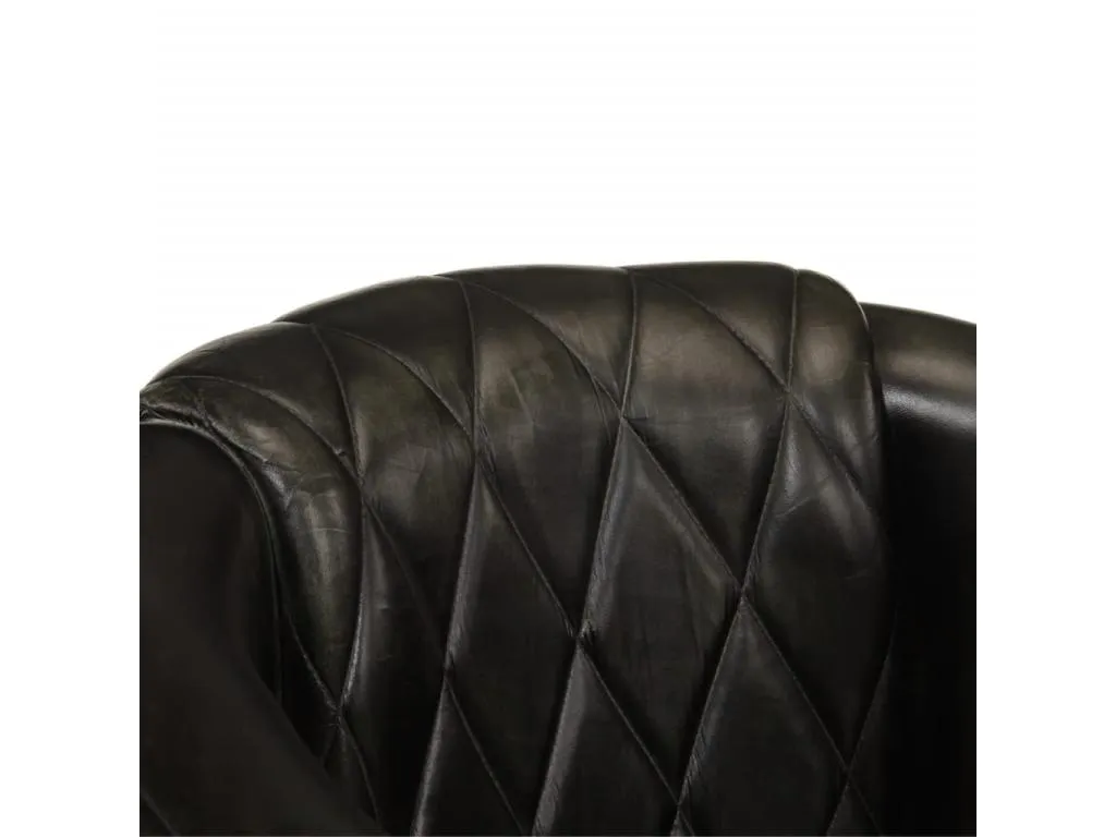 Sillón butaca de cuero auténtico gris
