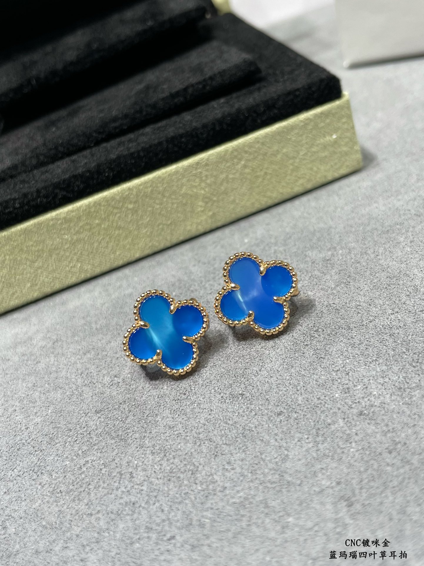 VCA Blue Carnelian Clover Earrings - Original Replica Club