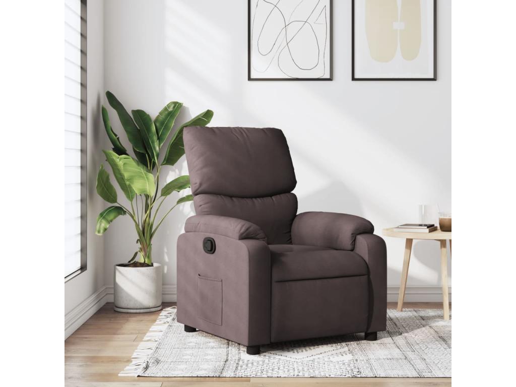 Sillón reclinable de tela marrón oscuro