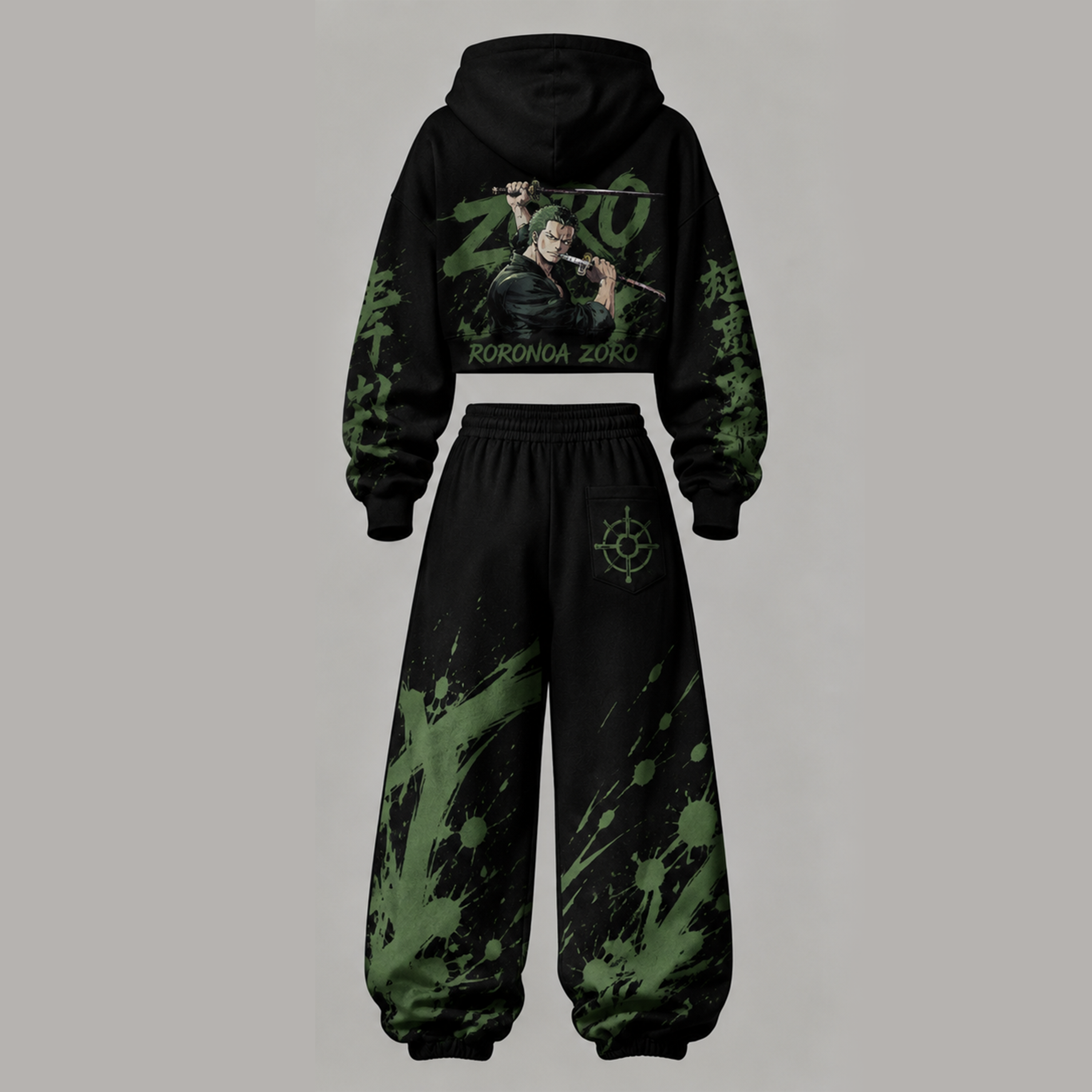 One Piece Cropped Long Sleeve Hoodie & High Waist Jogger Pants Two Piece TeeThreads Sustain the Scene with Custom Apparel