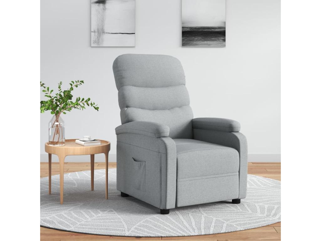 Sillón reclinable de tela gris claro