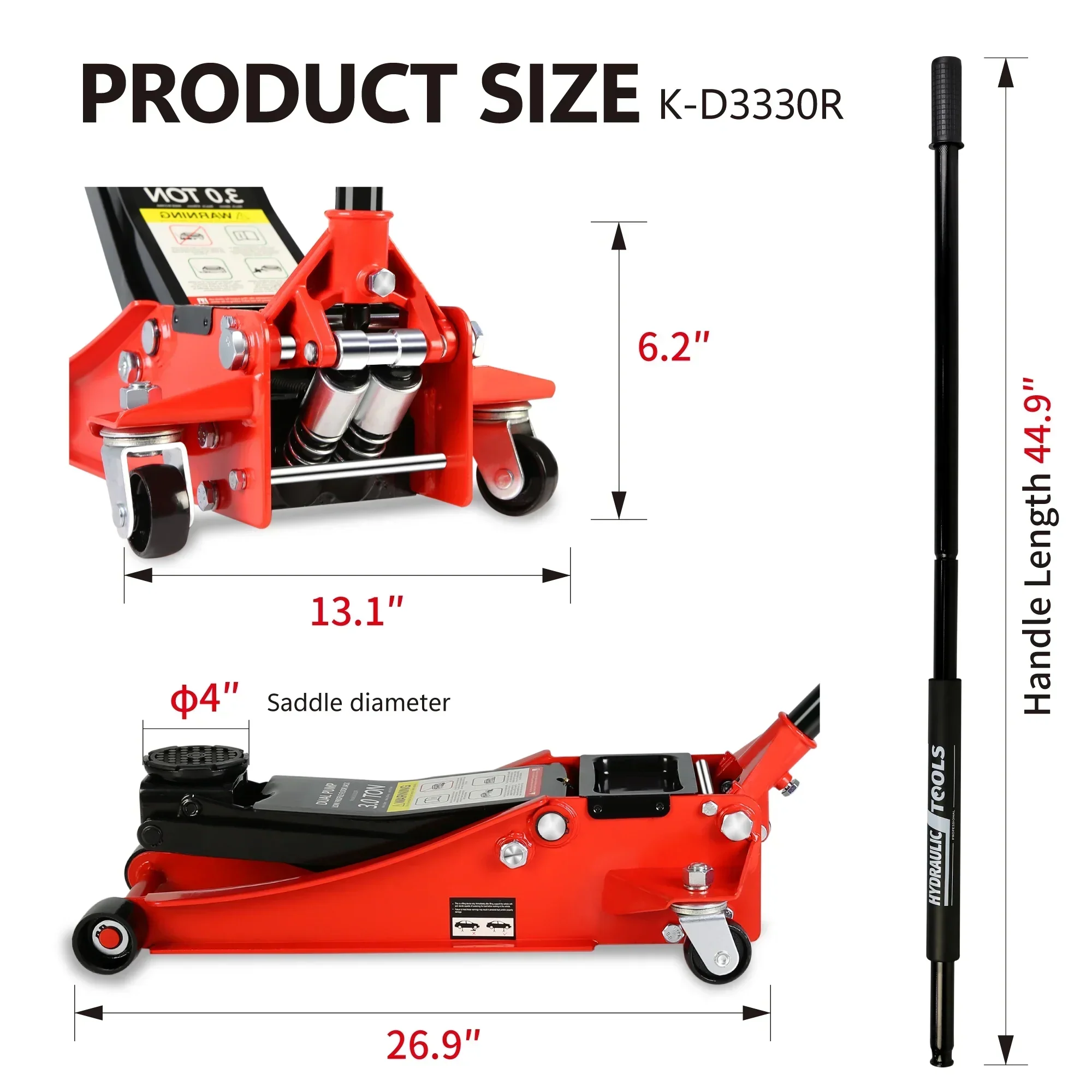 Seizeen Low Profile 3 Ton 6600 lbs Trolley Jack With Dual Lift Pump - Red - Image 11 Seizeen Low Profile 3 Ton 6600 lbs Trolley Jack With Dual Lift Pump - Red - Image 11
