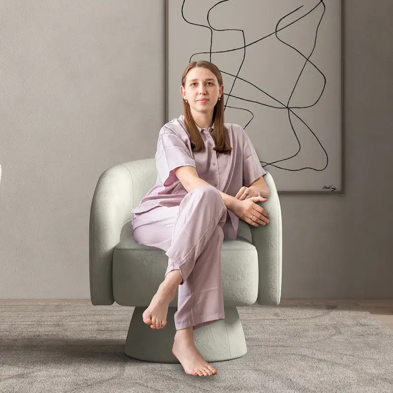 Modern Upholstered Armchair with 360-Degree Swivel Design