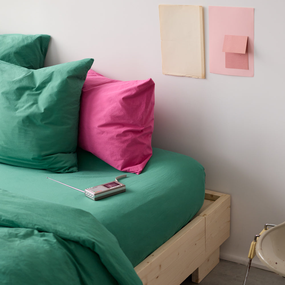 Drap-housse en percale de coton - Vert Pixel