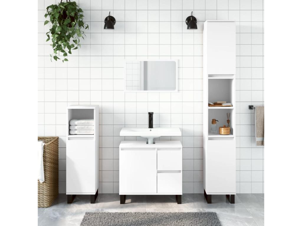 Armario de baño madera contrachapada blanco 65x33x60 cm