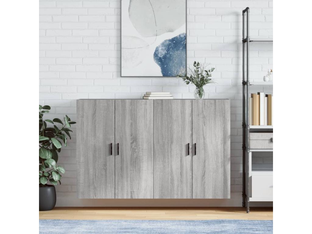 Armarios de pared 2 unidades gris Hominor 69 - 5x34x90 cm