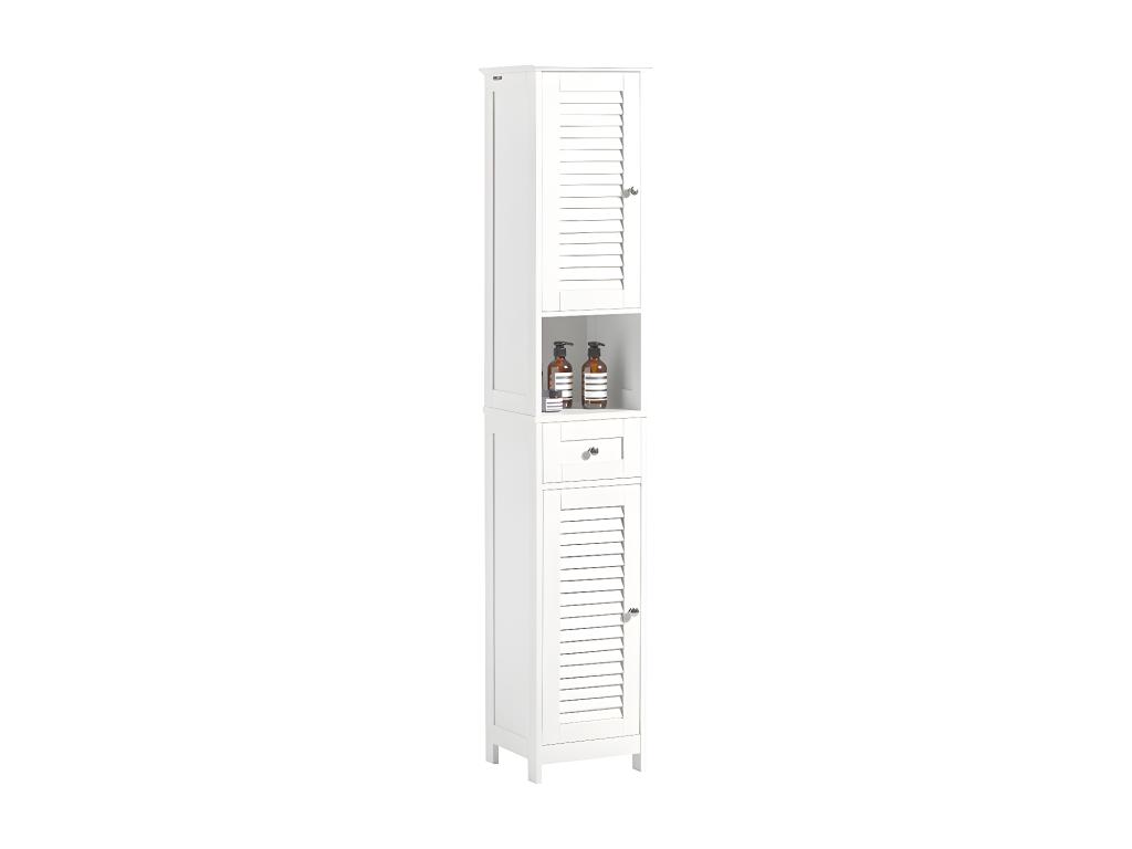 Armario para baño Alto Mueble Columna de baño estanterías de baño-2 Puertas y 1 cajón White FRG236-W Luzssnh