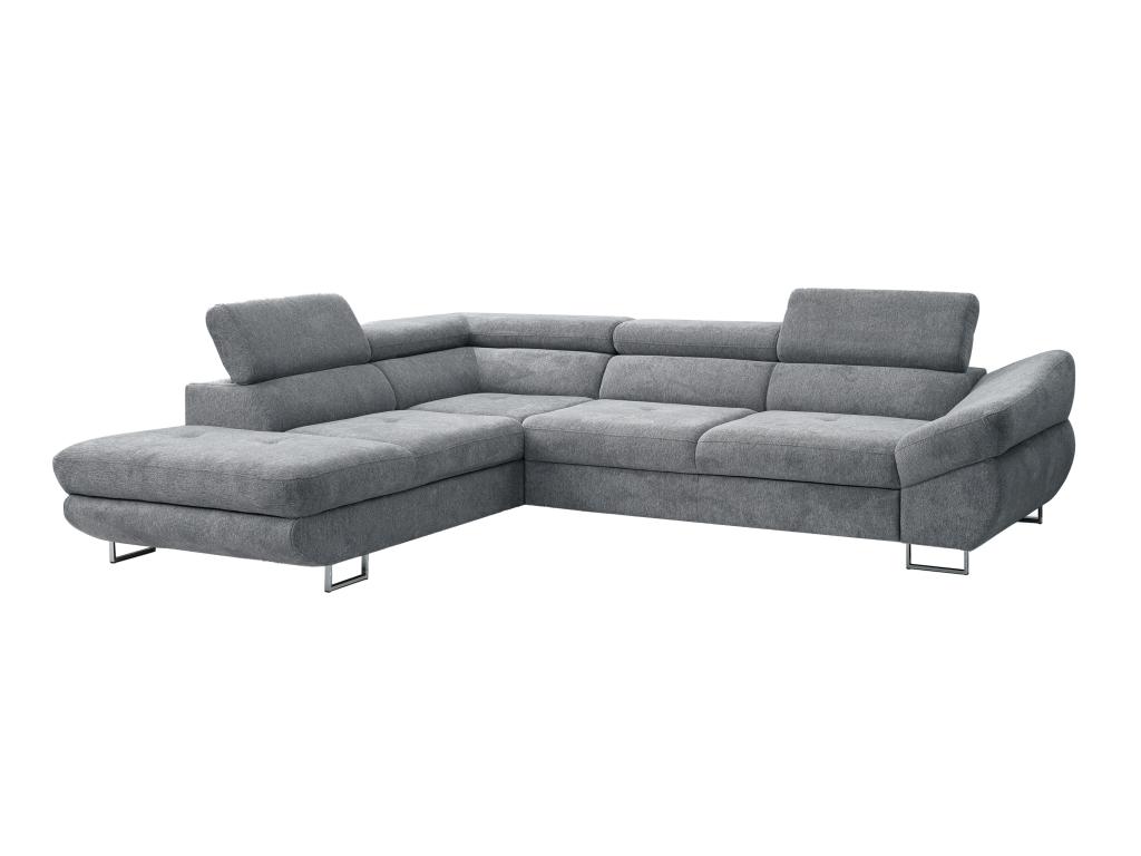 Sofá cama esquinero izquierdo de tela texturizada gris