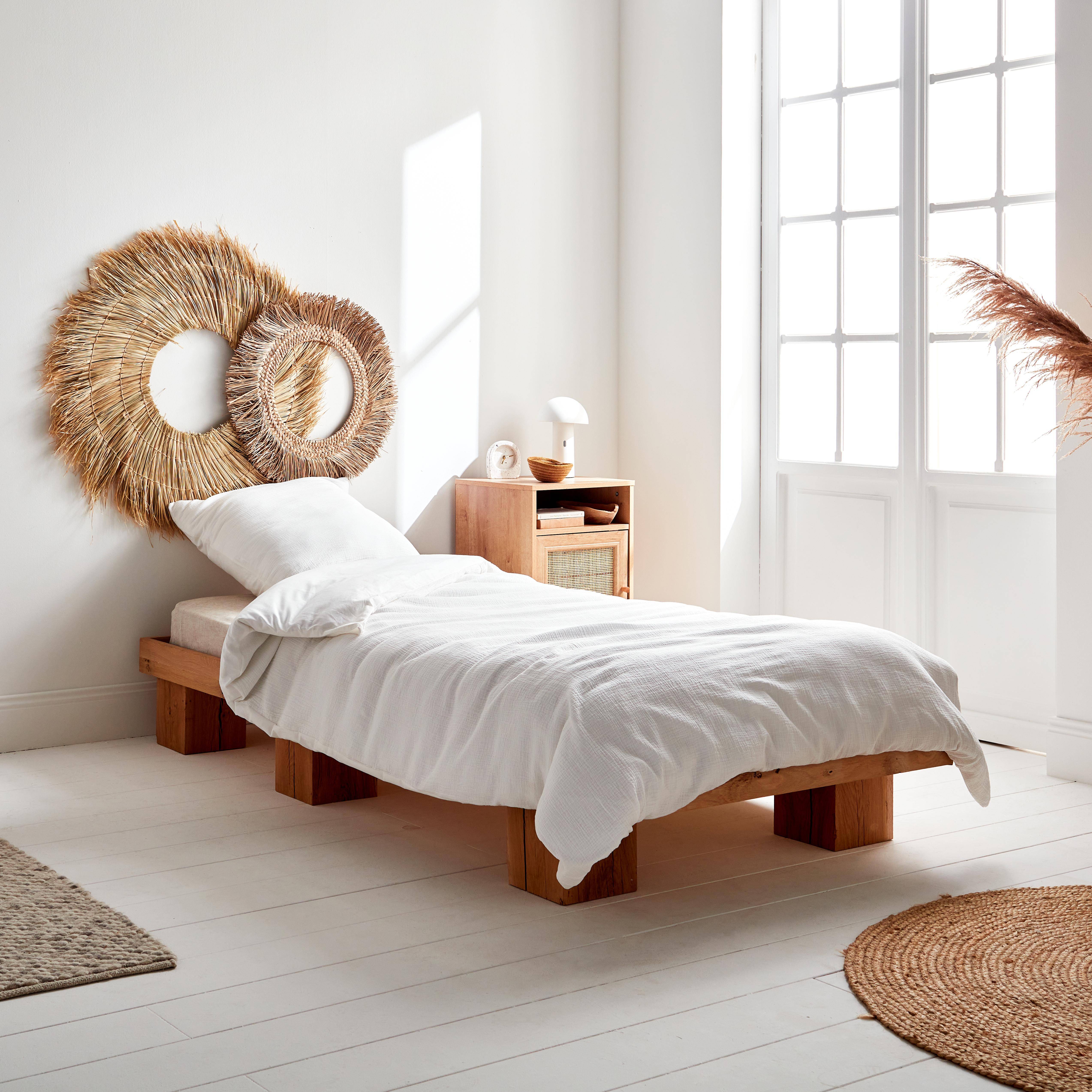 Alix - Ropa de cama de gasa y algodón blanco