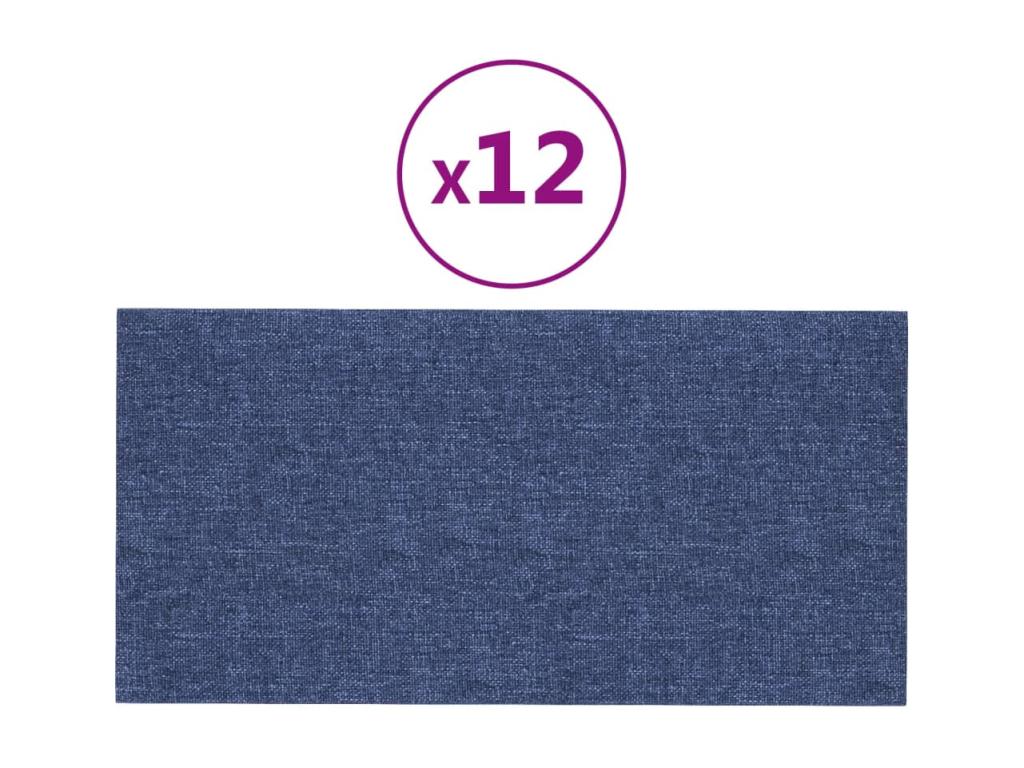 Prolenta Premium - Paneles de pared 12 uds tela azul 60x30 cm 2,16 m²